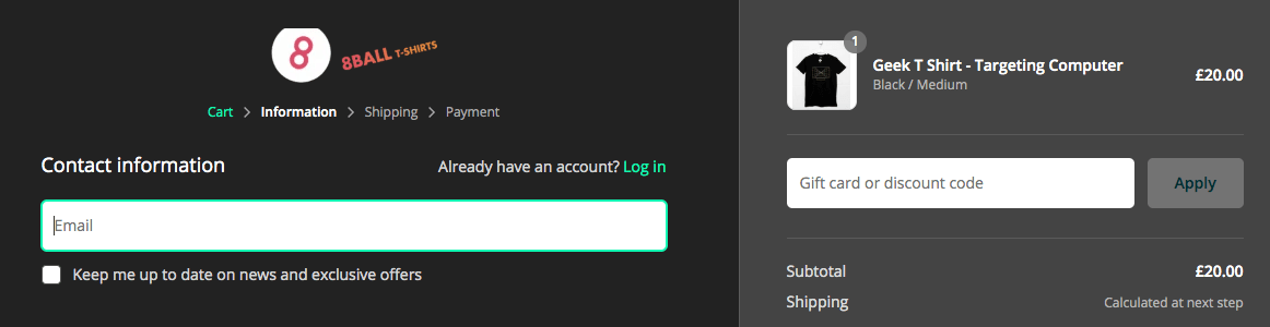 8Ball discount code redemption box