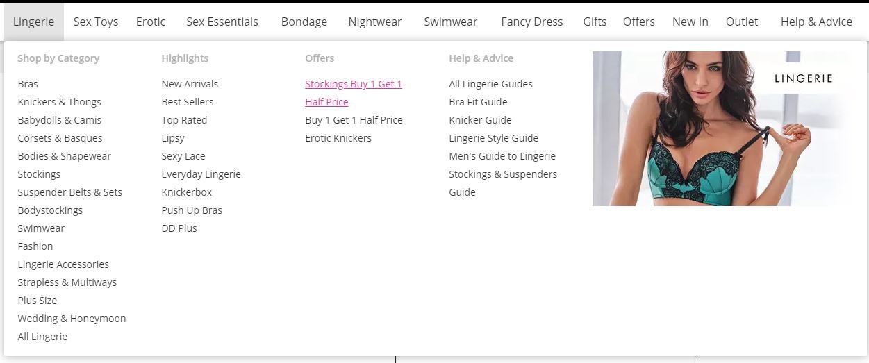 Ann Summers special offers menu
