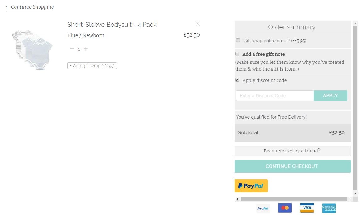 Baby MORI discount code redemption box