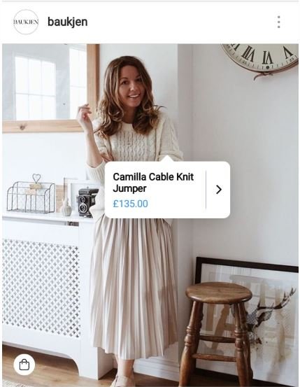 Baukjen instagram quick buy shopping