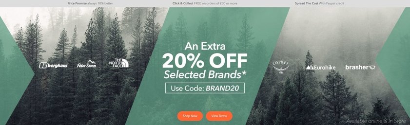 Blacks discount codes and deals on homepage