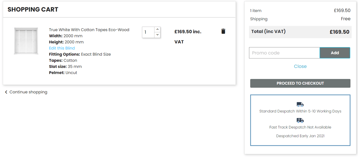blindsbypost discount code application at checkout