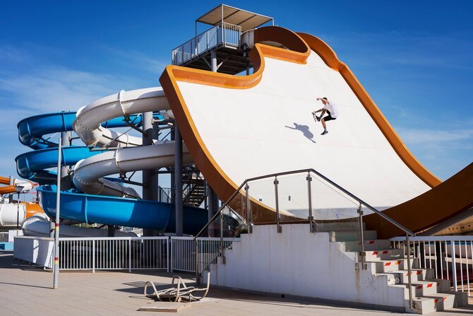 Man skating at the skate park