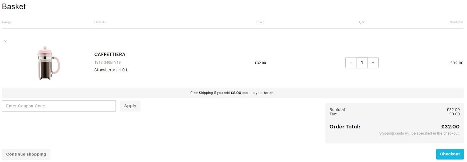 Bodum discount code redemption box
