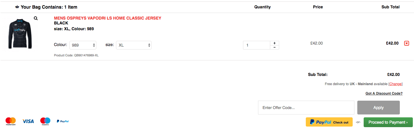 Canterbury discount code input box