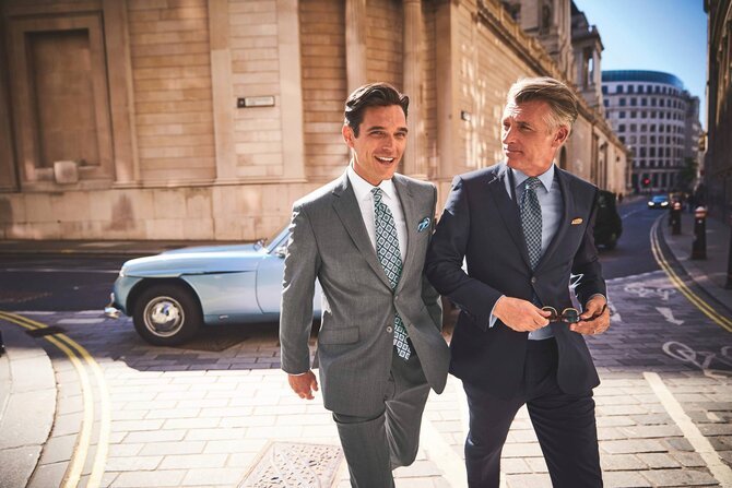 Two men wearing suits in London