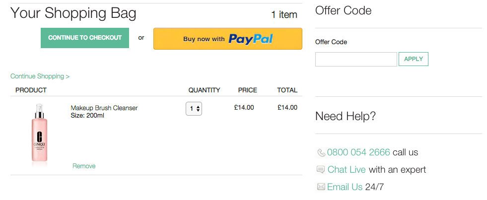 Clinique discount code input box