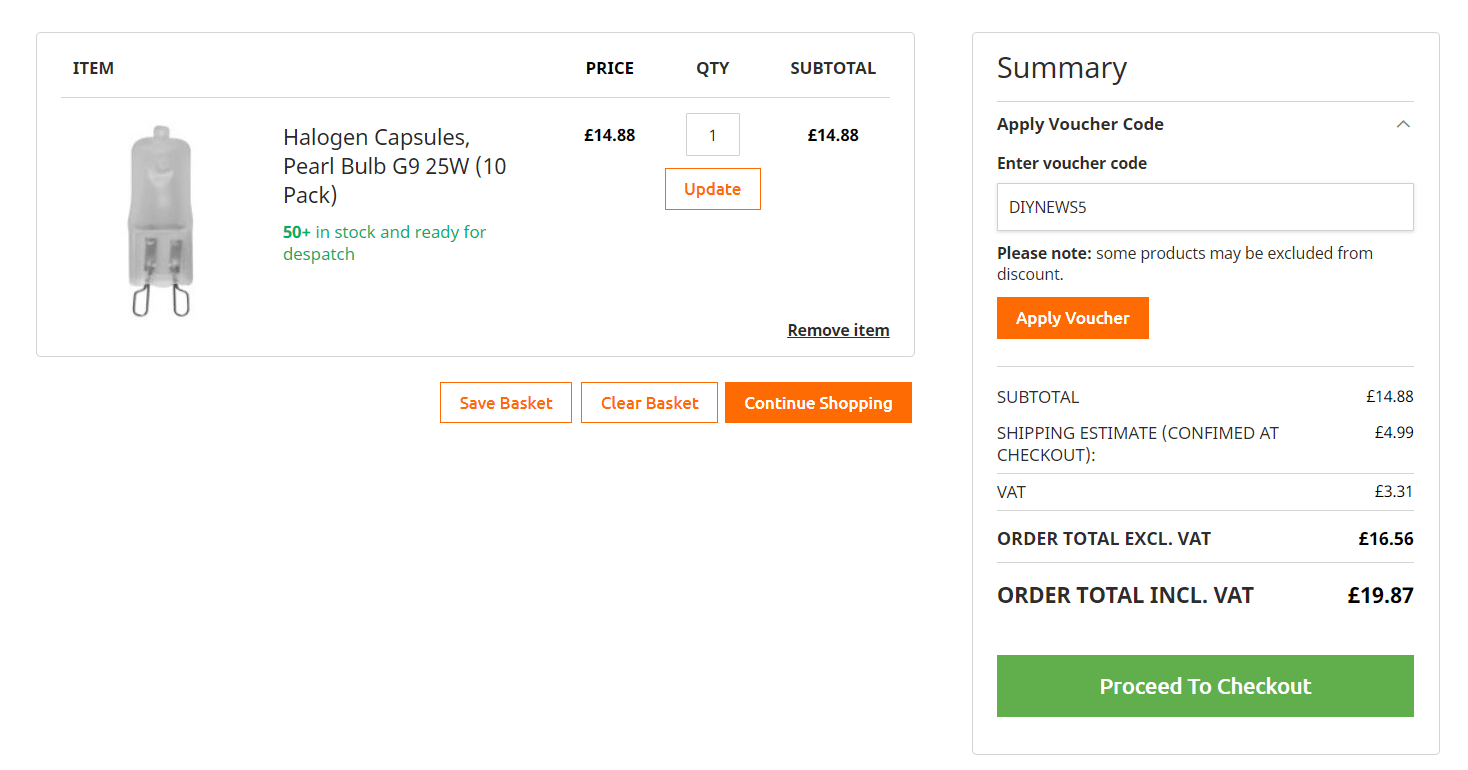 DIY direct discount code application at checkout
