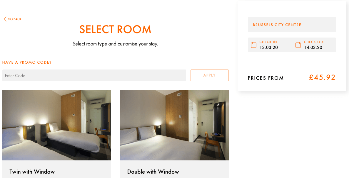 easyHotels promo code box