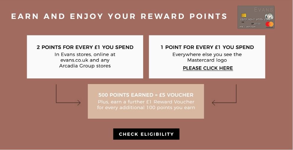 evans card reward points