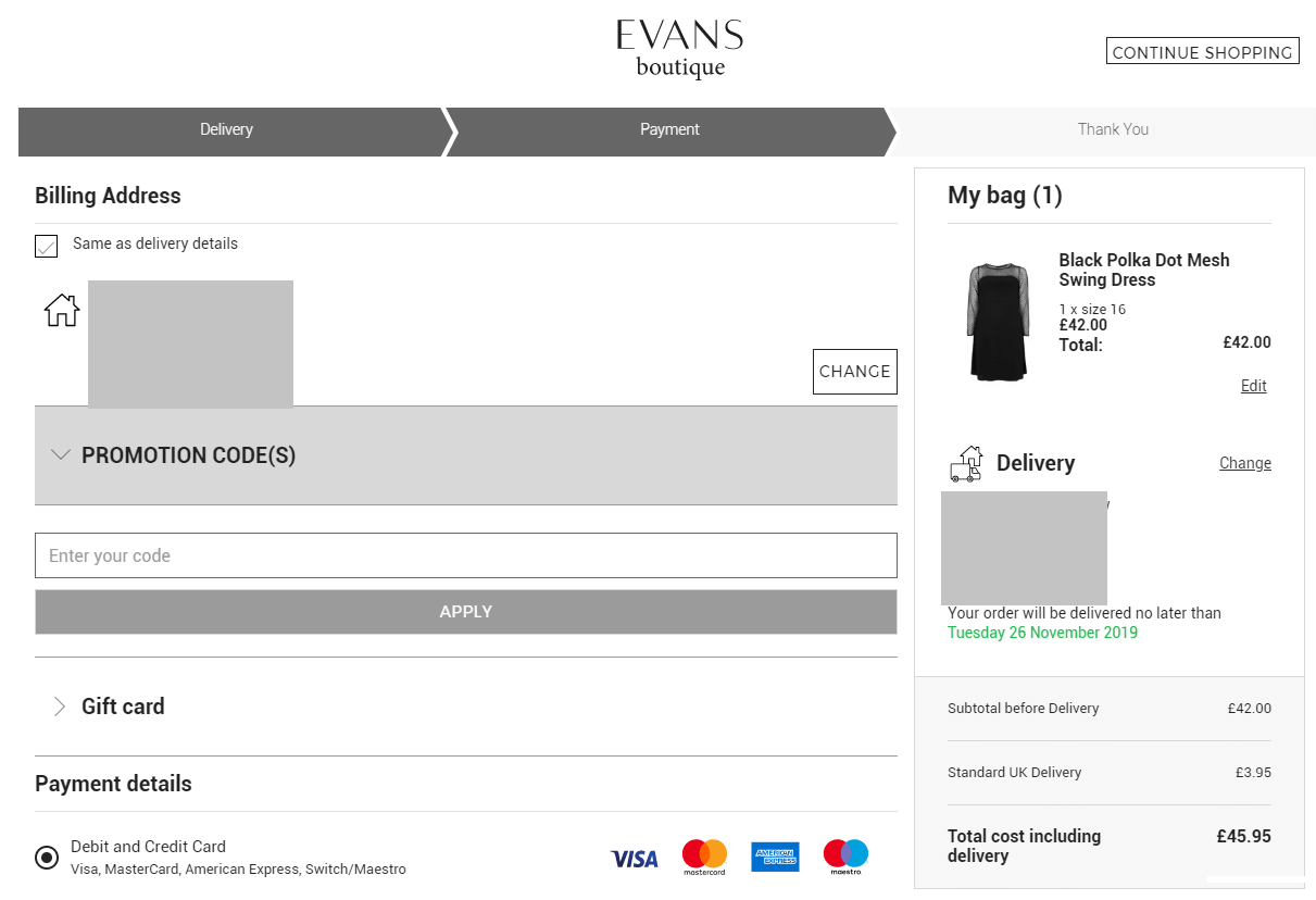 evans discount code redemption box