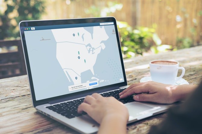 Person online using a VPN