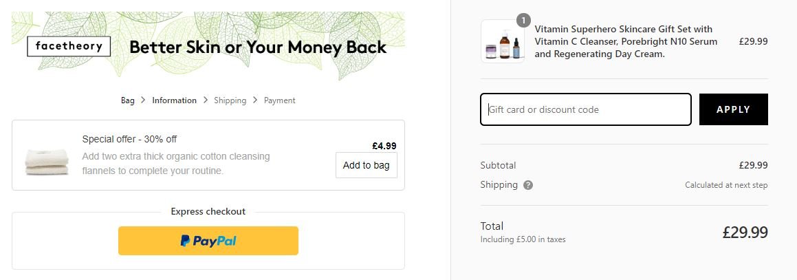 facetheory discount code redemption box