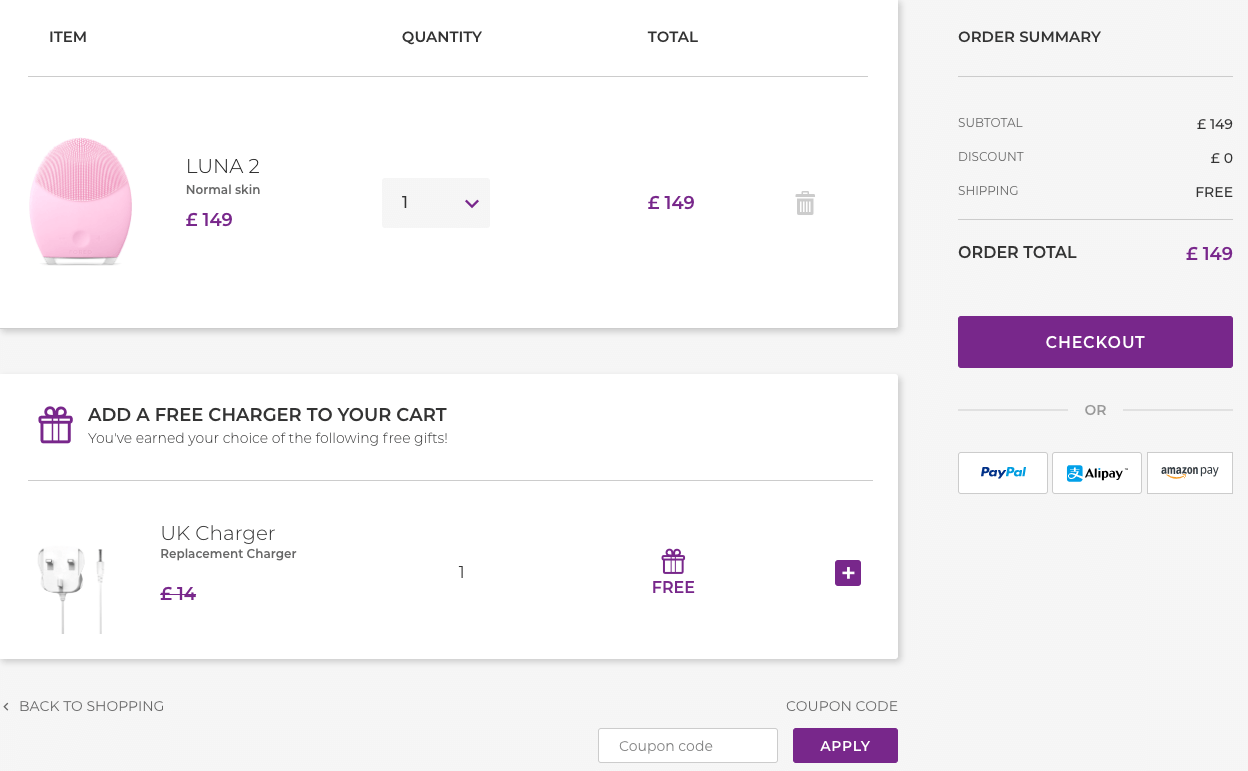Foreo discount code input box