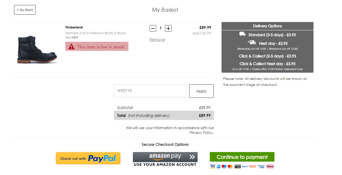 Get The Label discount code application box at checkout