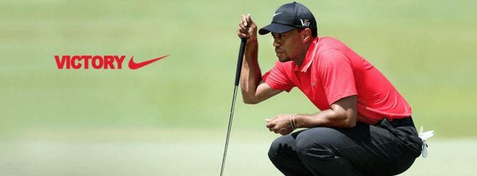 Golfbase discount codes banner, Tiger Woods on the golf course
