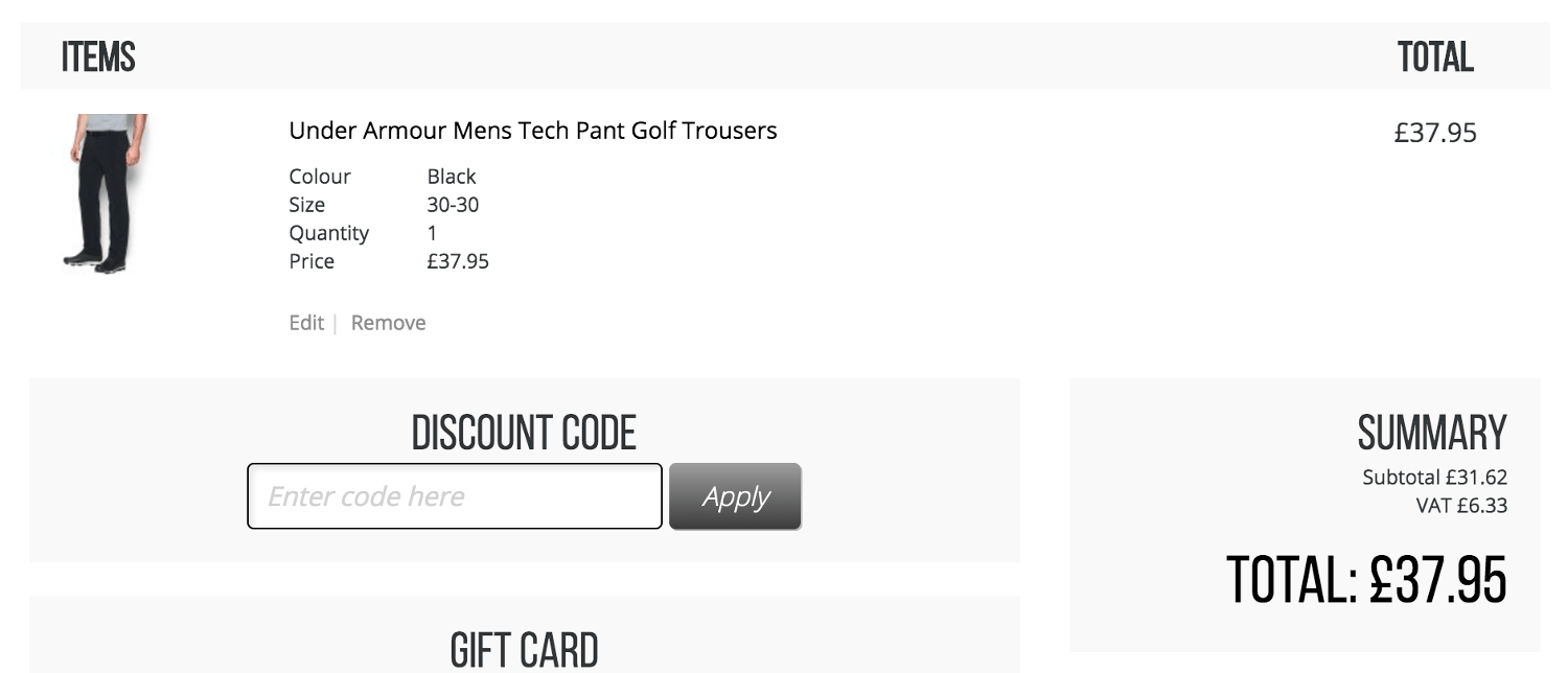 Golfbase discount code box