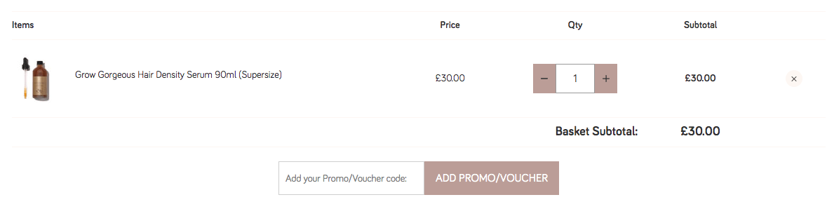 Grow Gorgeous promo code box