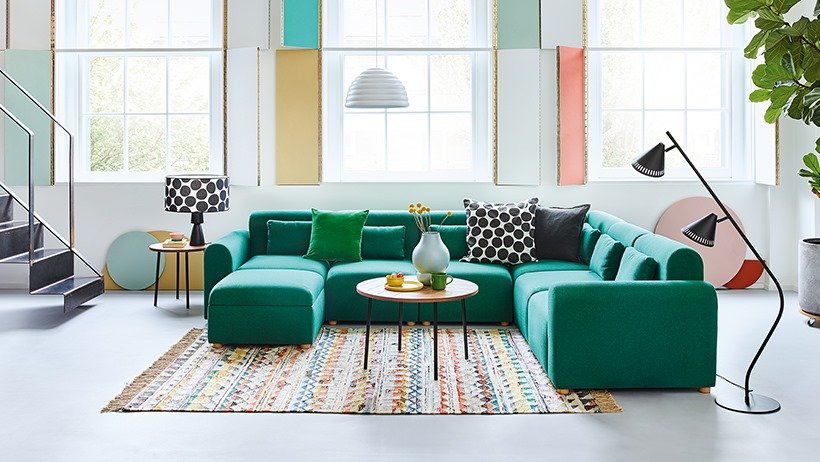 Habitat green corner sofa