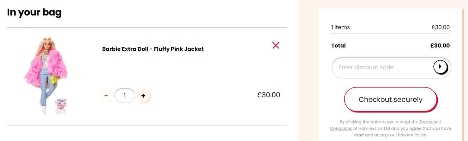 hamleys discount code application at checkout