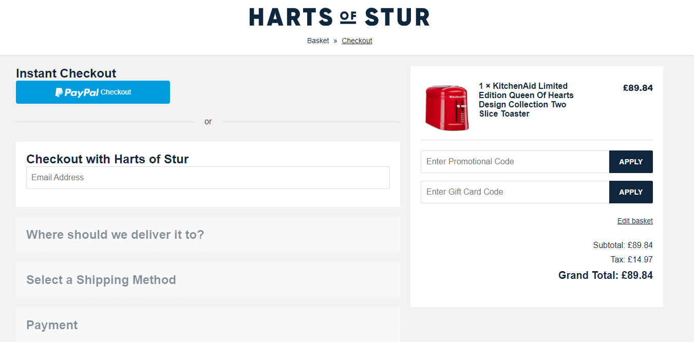 using a harts of stur discount code at checkout