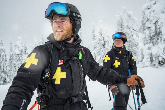 Man skiing in Helly Hansen gear