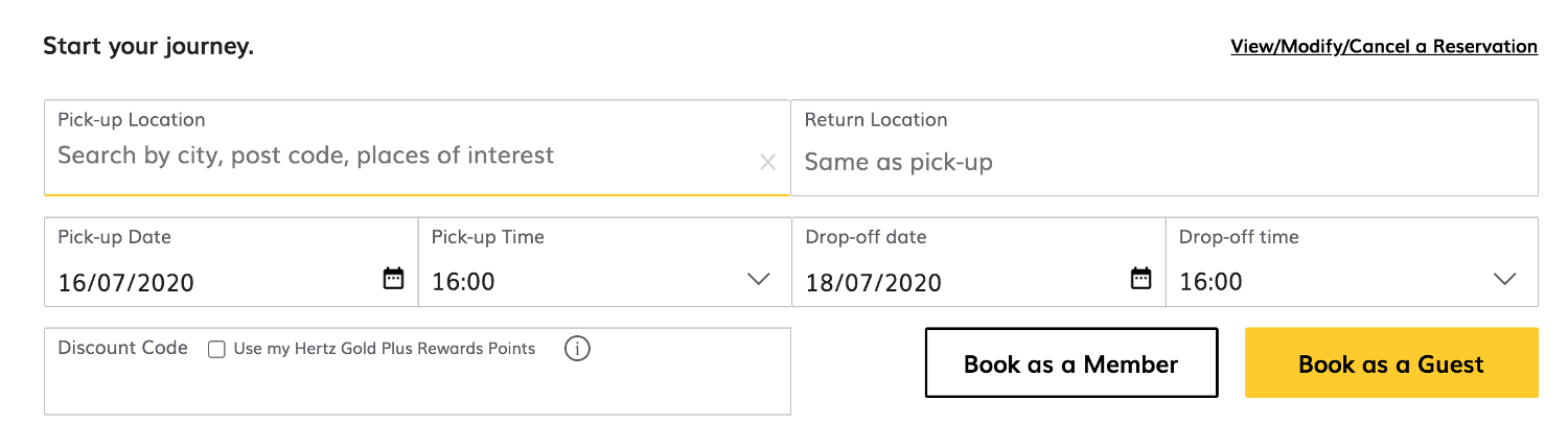 Hertz promo code box