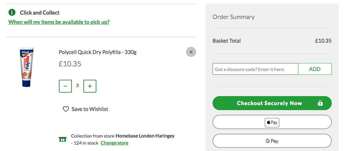 Homebase discount code box on the checkout page