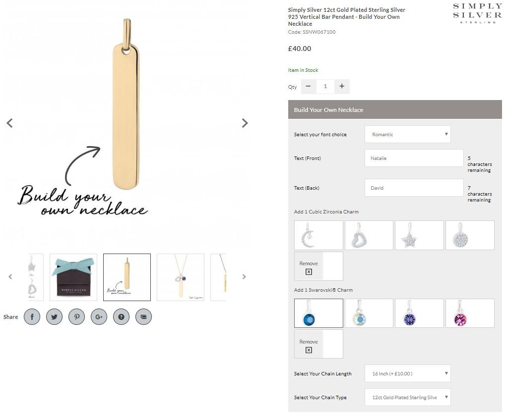 Jon Richard free engraving build your own necklace