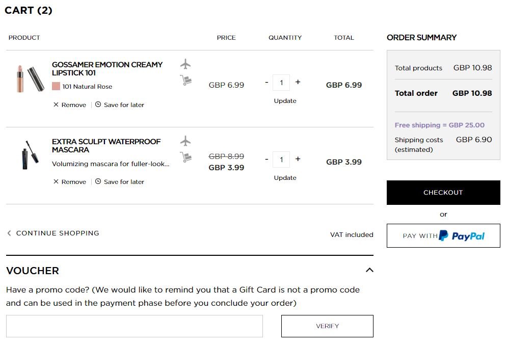KIKO discount code redemption box