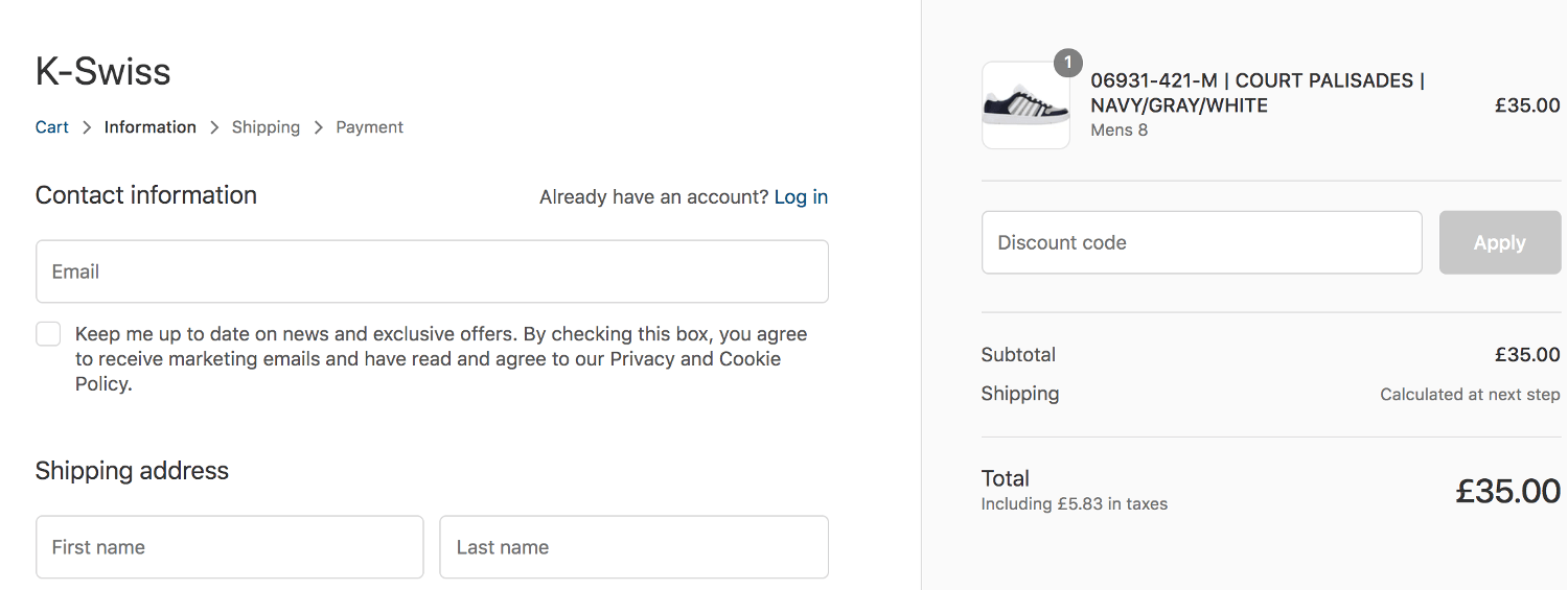 k swiss discount code