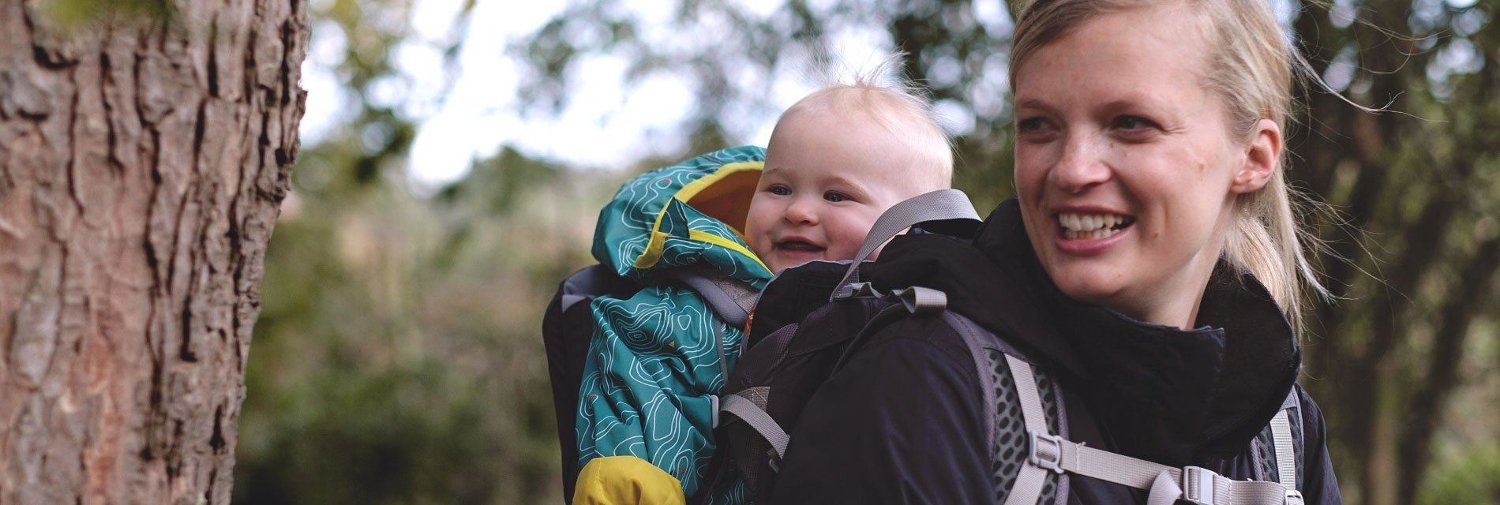 Woman hiking with baby