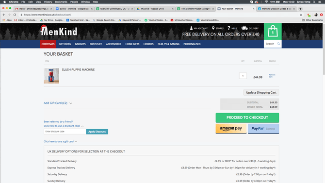 Menkind discount code input box