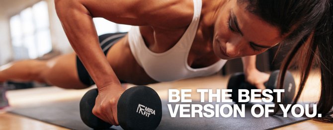 Fitness girl doing a plank with Mirafit equipment