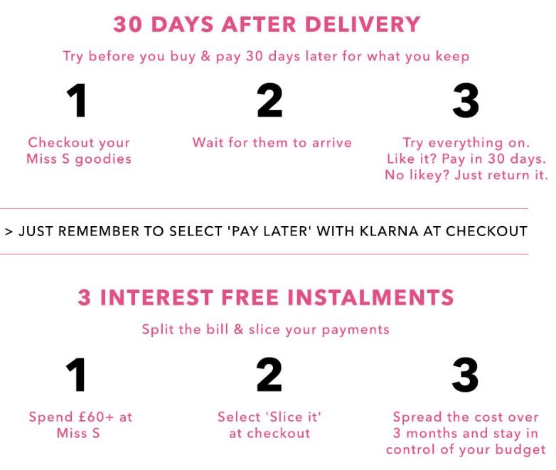 Miss Selfridge buy now pay later