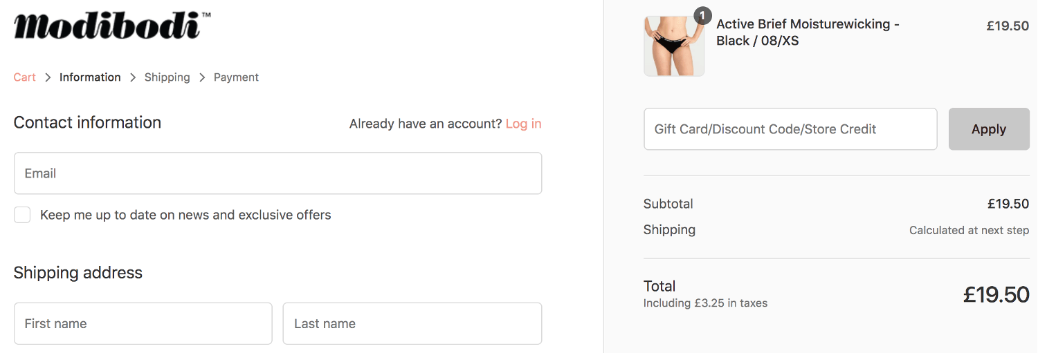 Modibodi discount code box