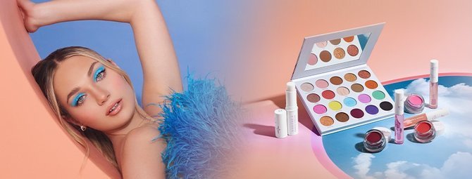 Morphe discount codes banner - girl with eyeshadow pallette