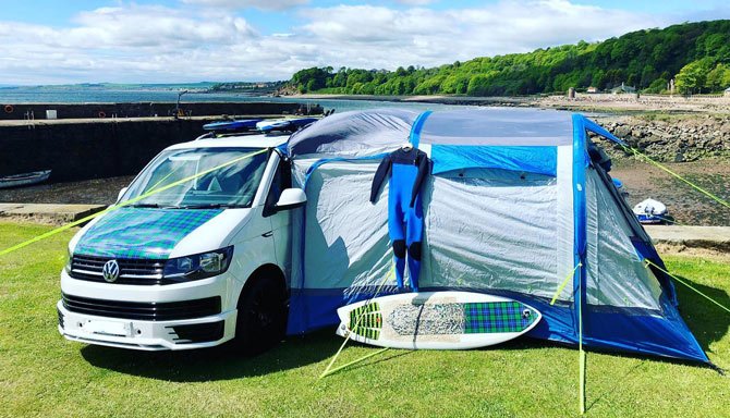 OLPRO awning with campervan