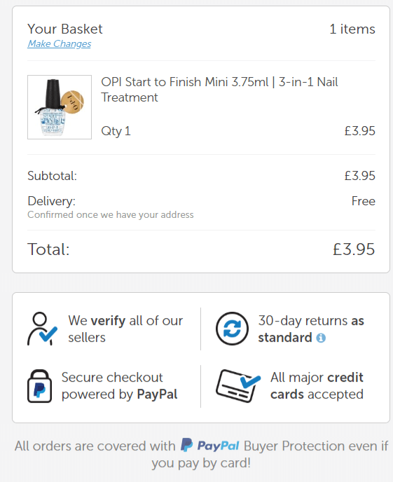 OnBuy checkout and payment screen