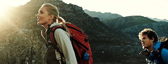 Woman and man on hike