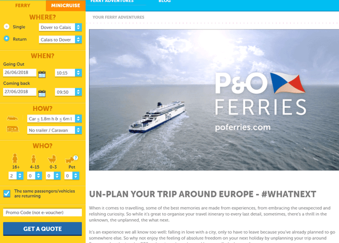 P&O Ferries discount code box