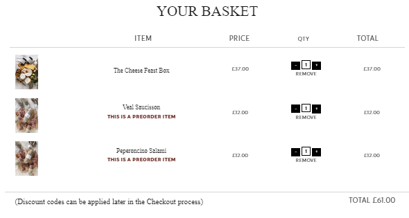 Pipers Farm checkout with discount code box application