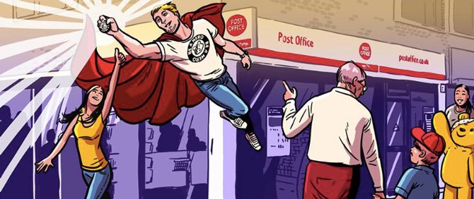 Post Office cartoon drawing banner