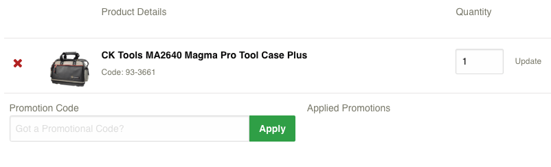 Rapid Online promo code box