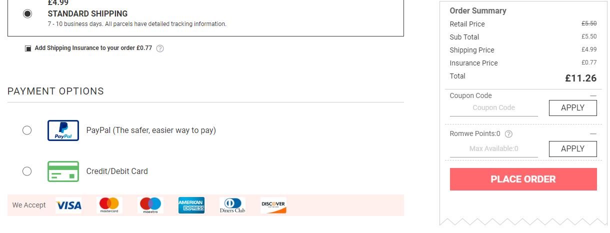Romwe new shop user coupon