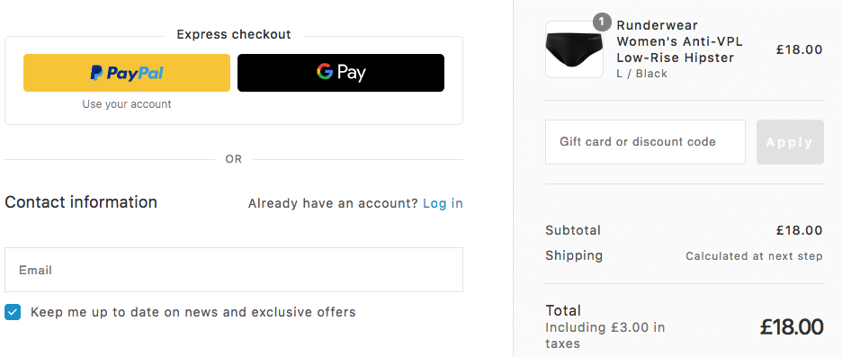 Runderwear voucher input box