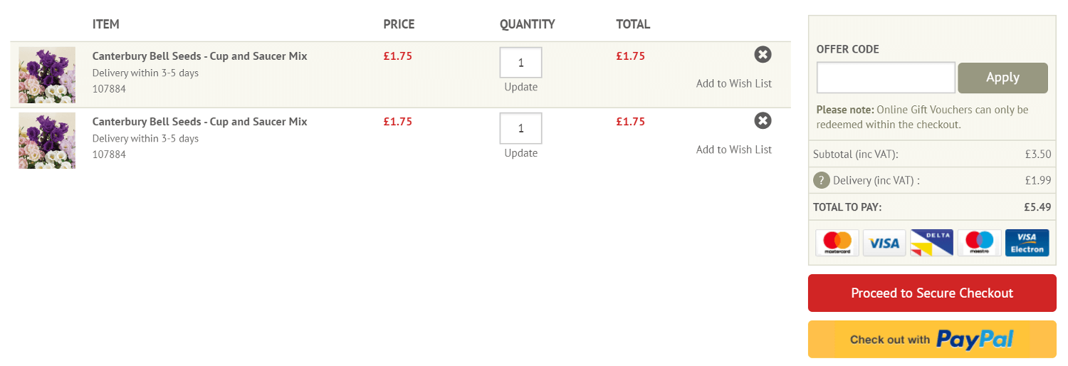 Suttons online checkout