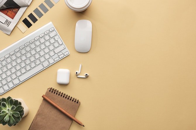Mouse, keyboard, headphones and tech