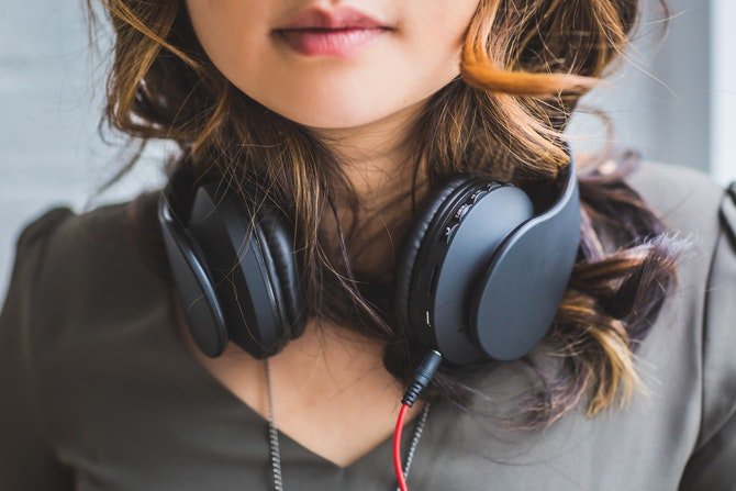 Woman wearing headphones