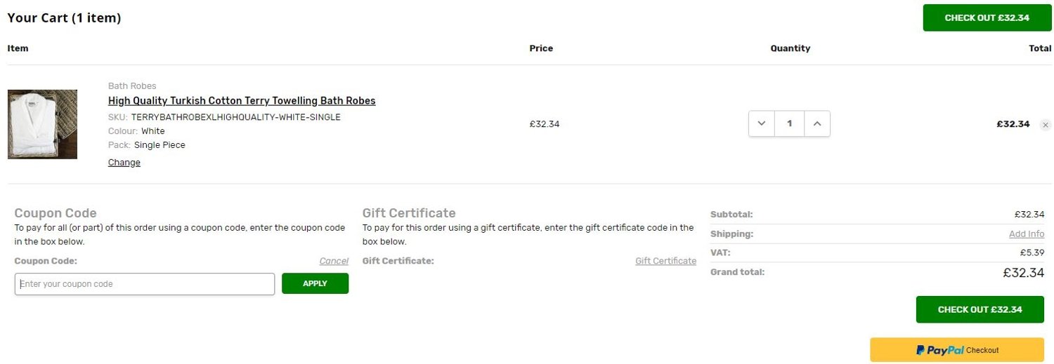 The Towel Shop discount code redemption box